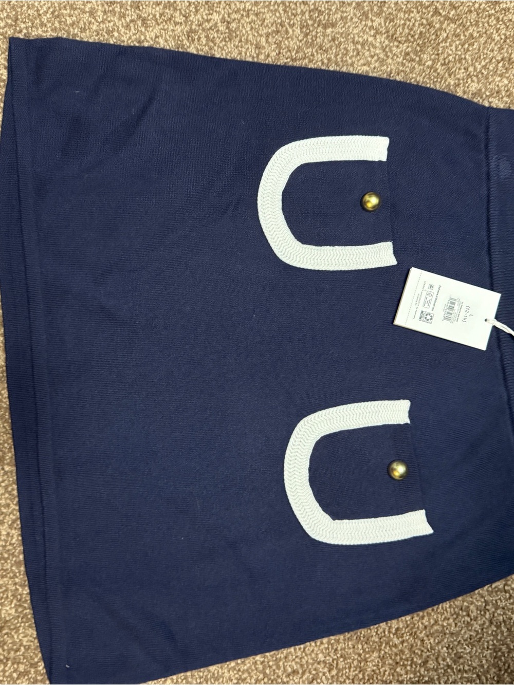 Women’s Navy Skirt with White Accent and Gold Button Detail